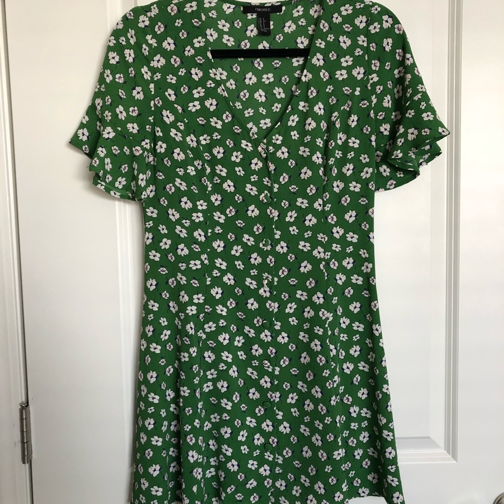 Floral Printed Green Dress